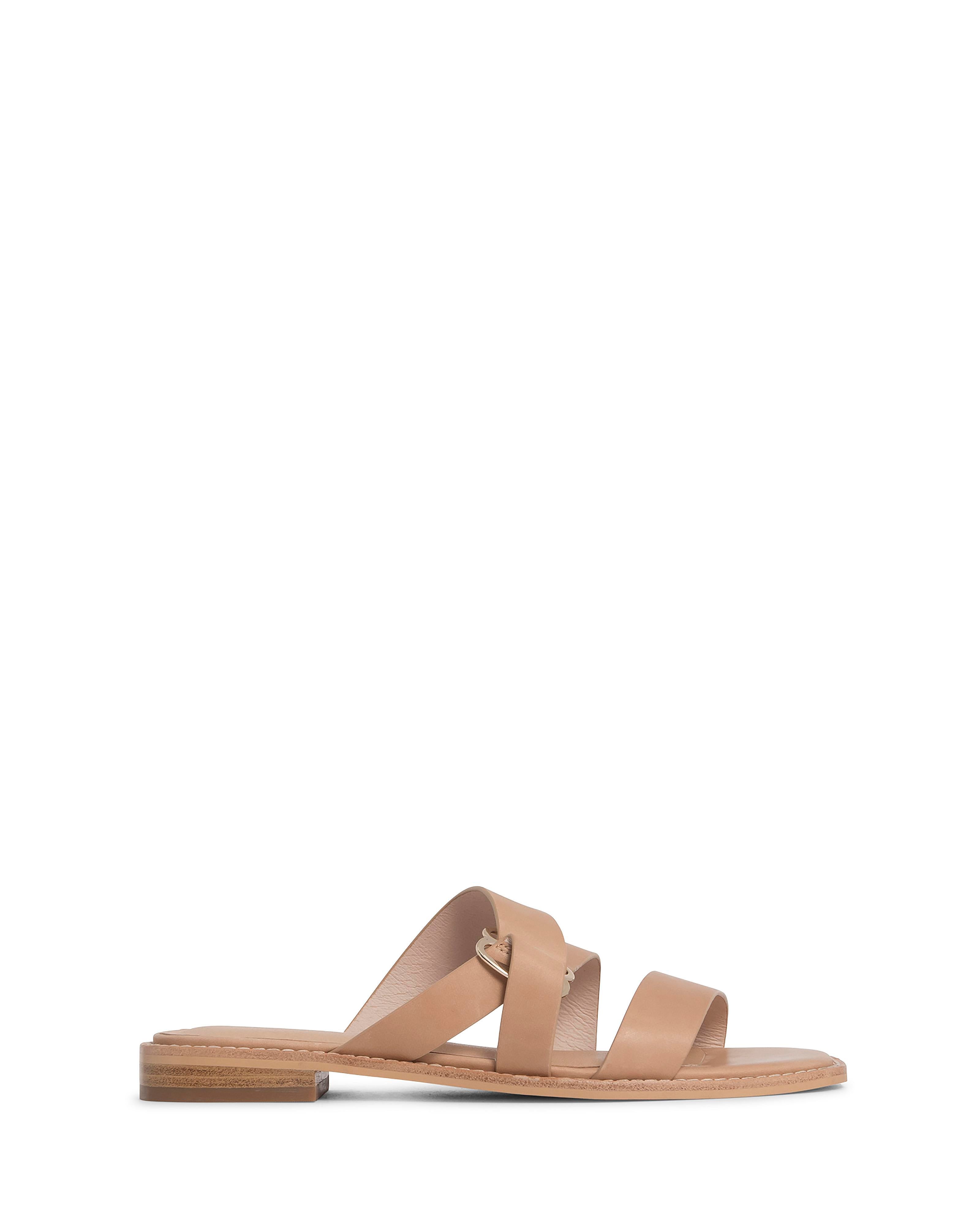 Adley Natural  1cm Sole Sandal with Gold Buckle Detail