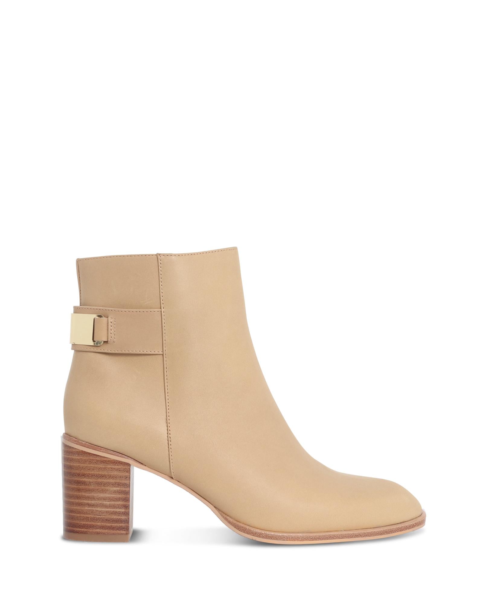 Elsie Nude 7cm Heel Ankle Boot with Gold Detailing