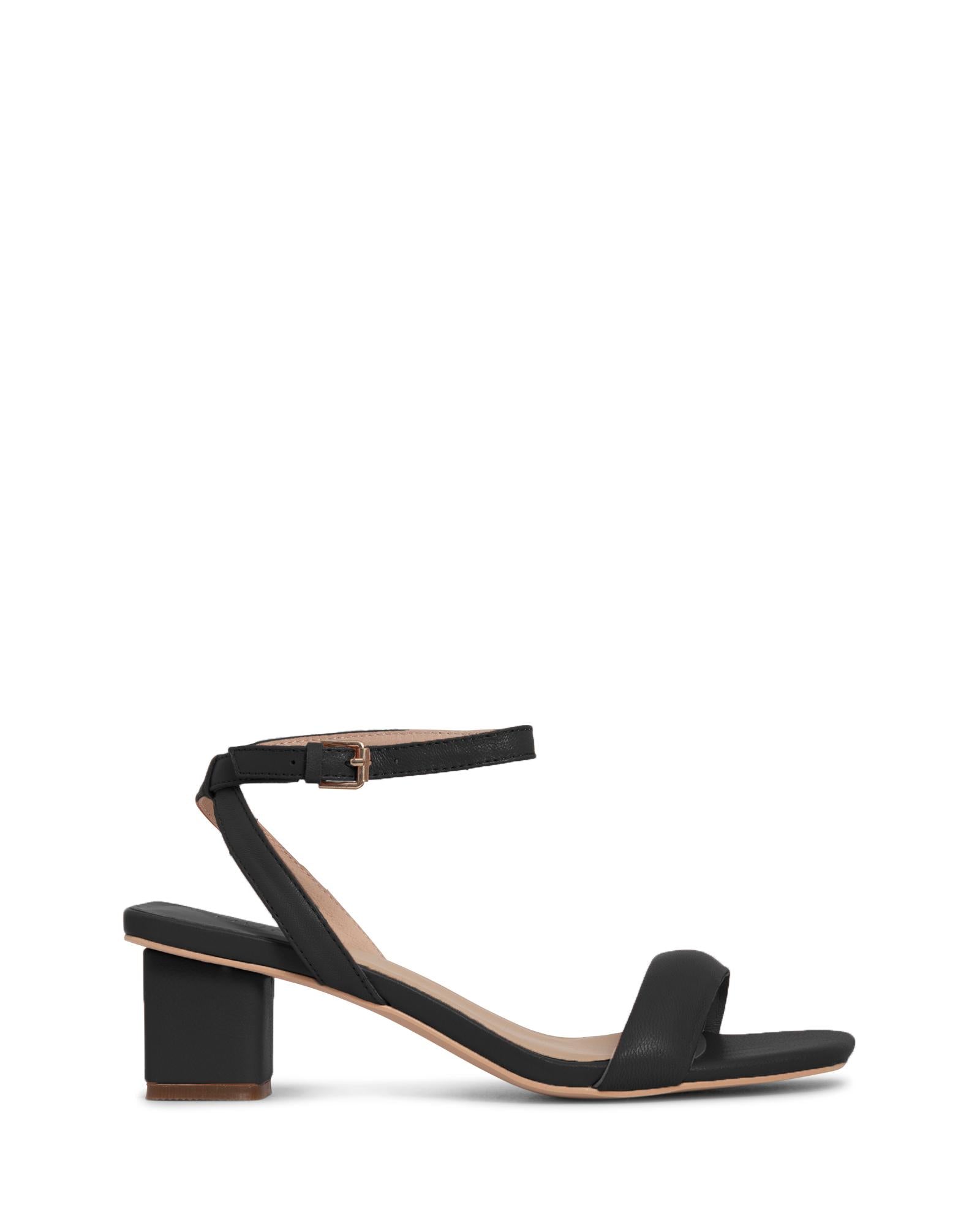Harlyn Black 5cm Low Block Heel with Square Toe and Adjustable Ankle Strap