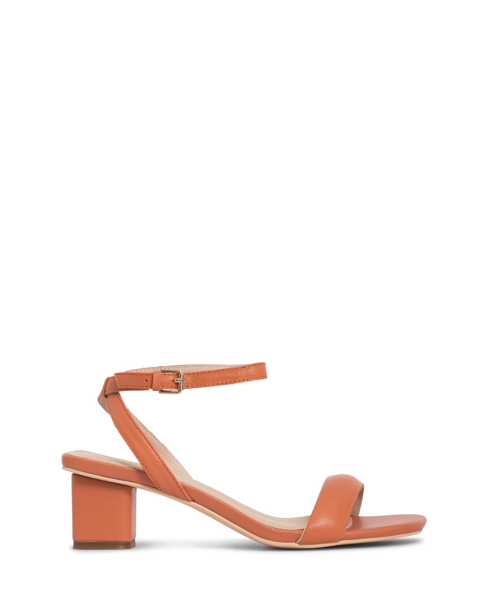 Harlyn Burnt Orange 5cm Low Block Heel with Square Toe and Adjustable Ankle Strap