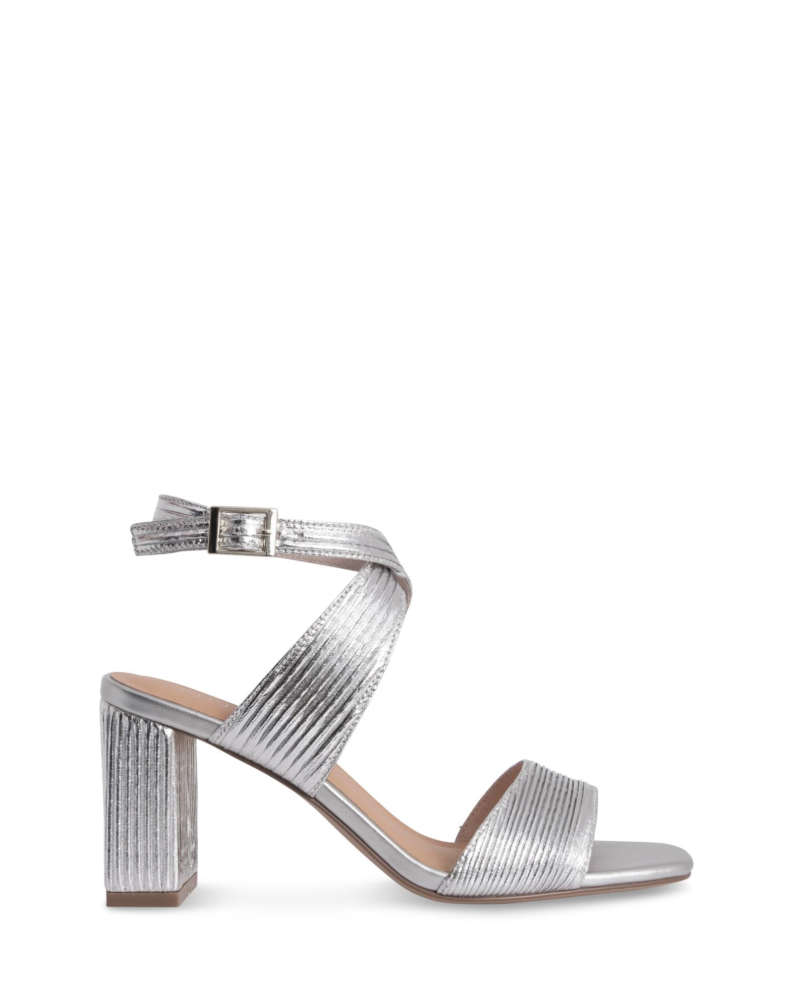  Hattie Silver 7.5cm Heel with Adjustable Gold Ankle Buckle