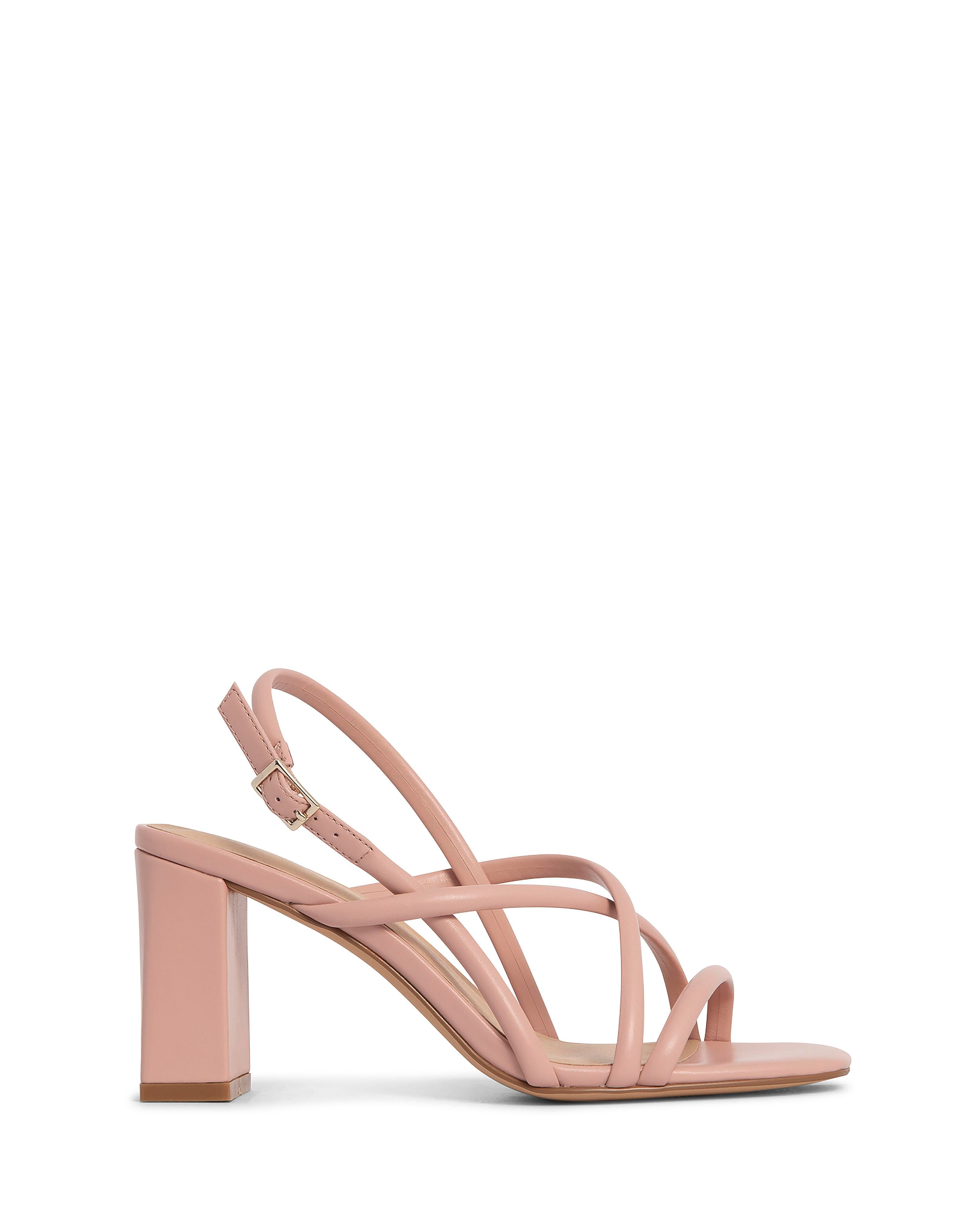 Kylie Blush 7.5cm Sturdy Block Heel with Criss Cross Leather Straps 