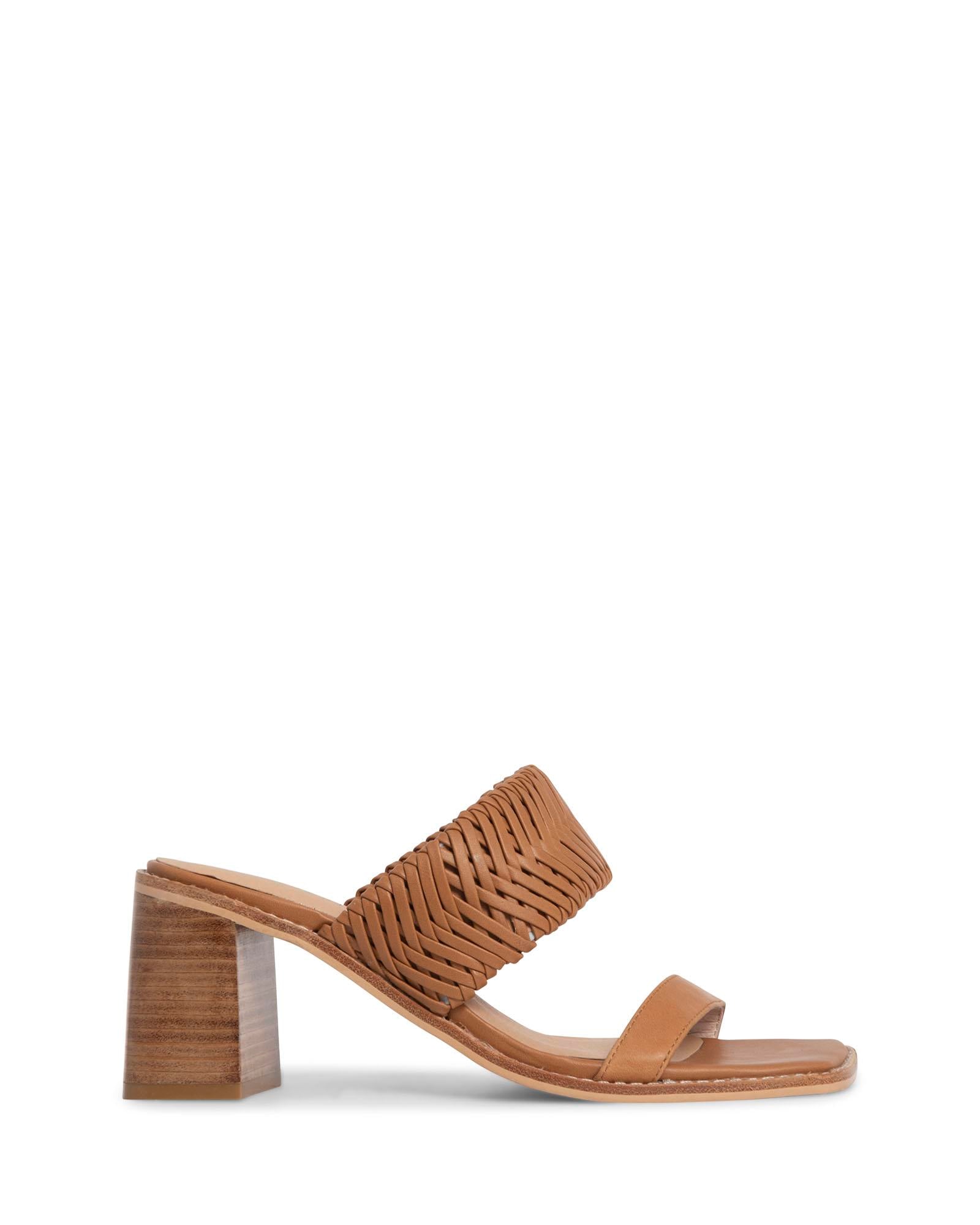 Nimah Tan 7cm Block Heel with Woven Leather Strap 