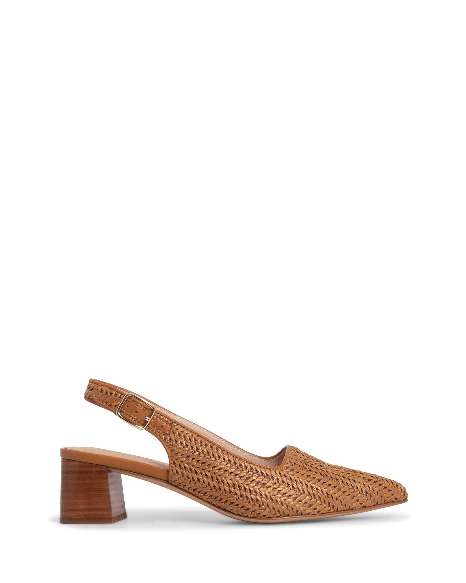 Olivia Tan Raffia 5cm Slingback Heel