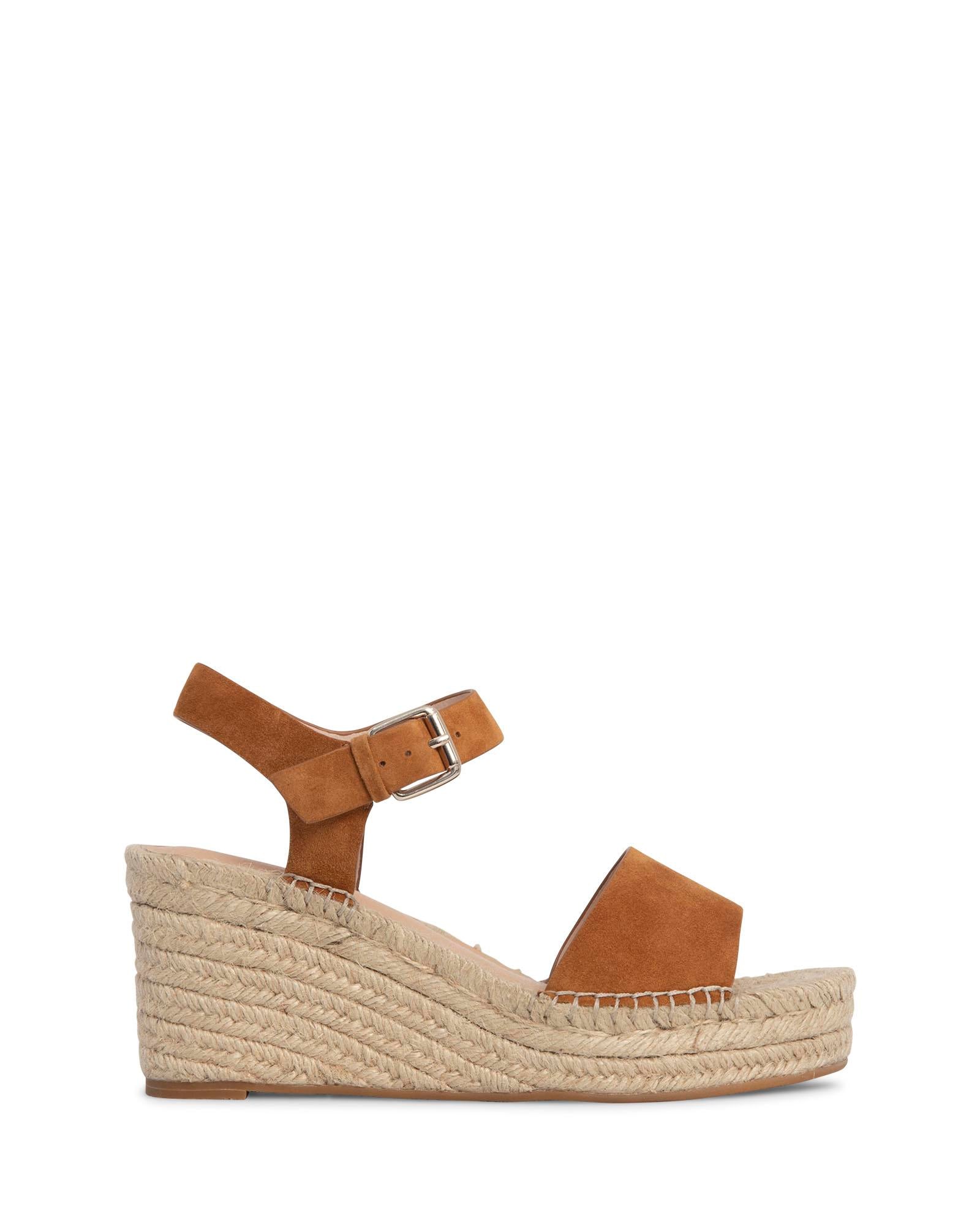 Ophelia Tan Suede 8cm Woven Wedge with Adjustable Ankle Strap 
