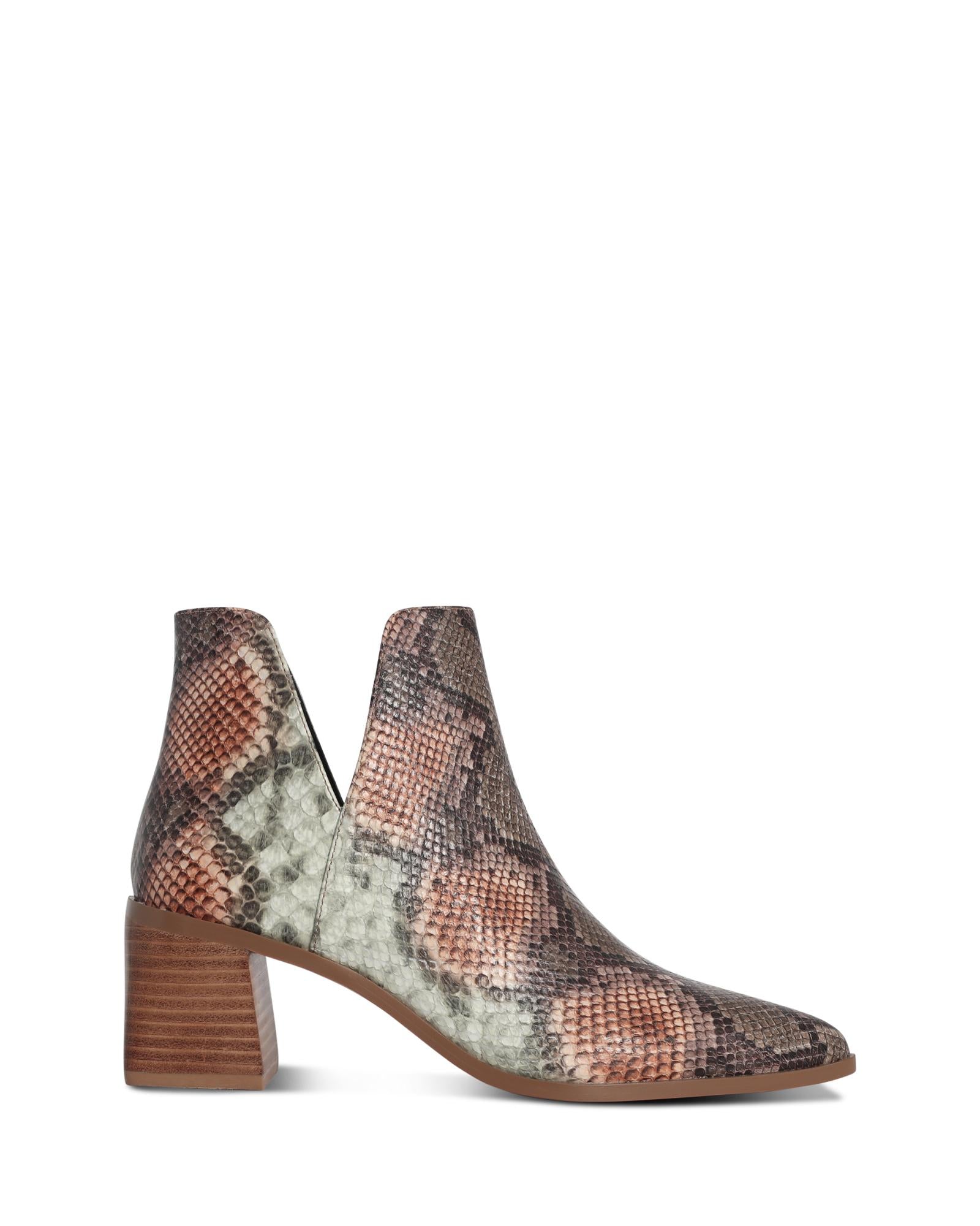 Payton Snake 8cm Block Heel Ankle Boot with Cut Out 