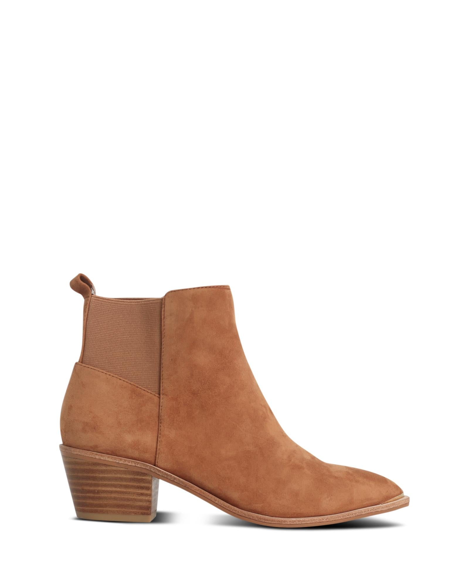 Reese Tan Suede 5cm Cuban Heel Ankle Boot with Elasticated Gusset
