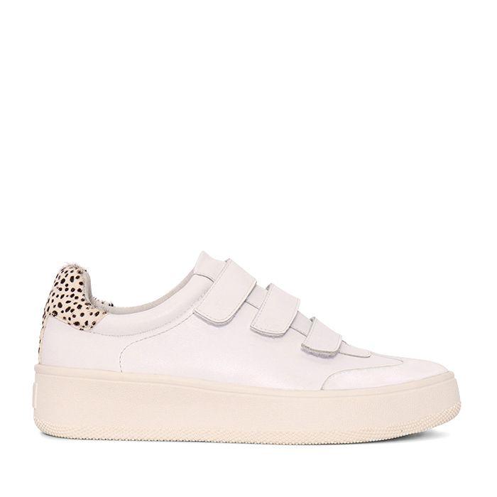 Emma White Pony Sneaker with Three Velcro Straps 