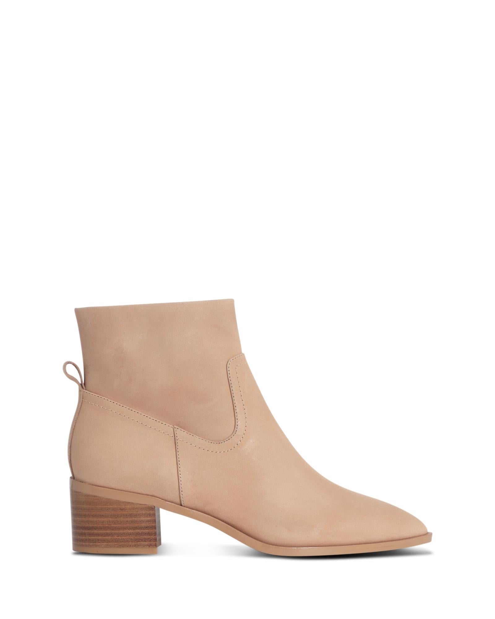 Haven Natural Ankle Boot with 4cm Block Heel and Point Toe